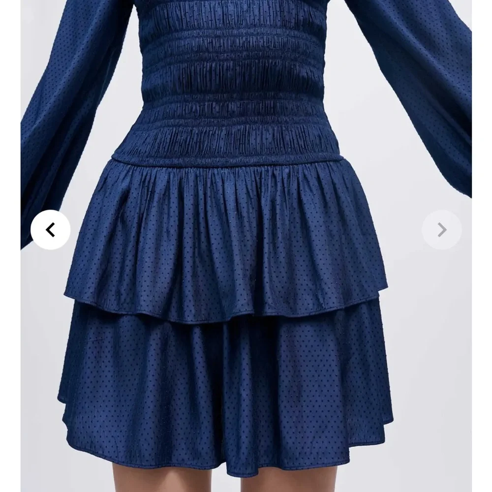 Maje Flounced Smocked Dress - Picture 9 of 9